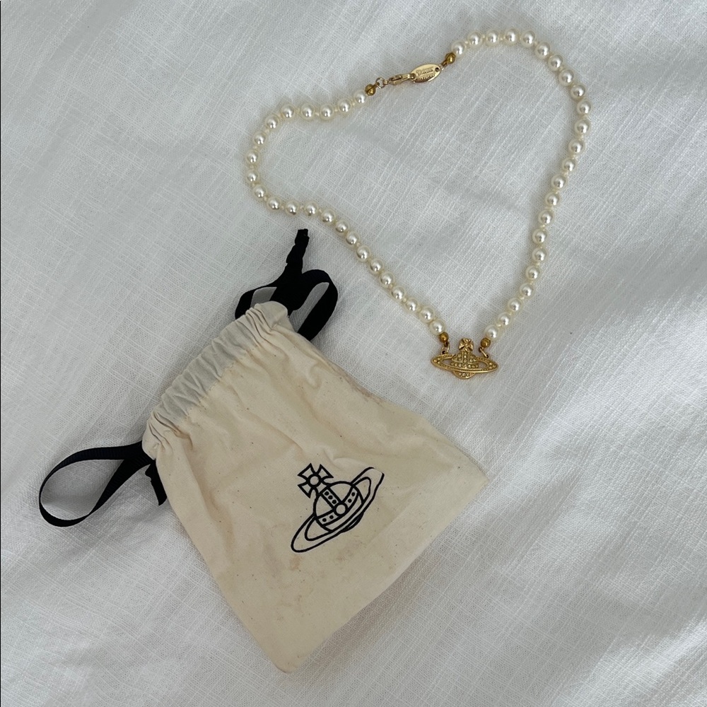Vivienne Westwood Pearl Orb Choker with Gold Accents